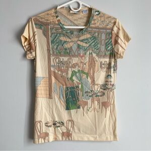 SOLD 🔴 Vintage 70s Cate Society Novelty Print Short Sleeve T-Shirt